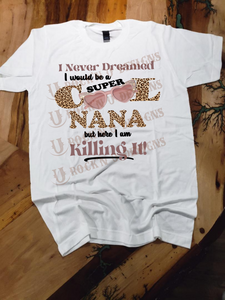 Super COOL NANA Personalized Leopard Design Bleached T-shirt