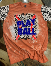 Load image into Gallery viewer, Custom Unisex T-shirt &quot;PLAY BALL&quot; Leopard Design With Sleeves