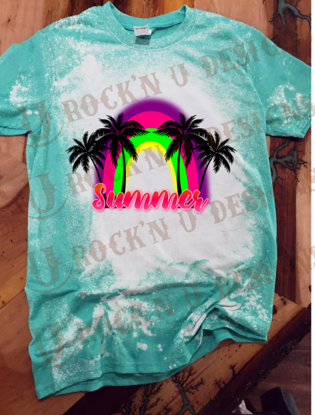 Summer Rainbow Custom Graphic bleached Shirt