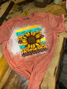 Sunflower Daze Custom Bleached Graphic T-shirt