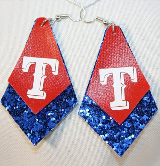 Texas Ranger Faux Leather Earrings With 925 Sterling Silver Ear Hooks