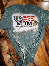Load image into Gallery viewer, USMC Mom Red, White and Blue Custom Bleached Shirt