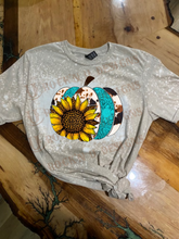 Load image into Gallery viewer, Western Cow print Pumpkin Custom Design Bleached T-Shirt