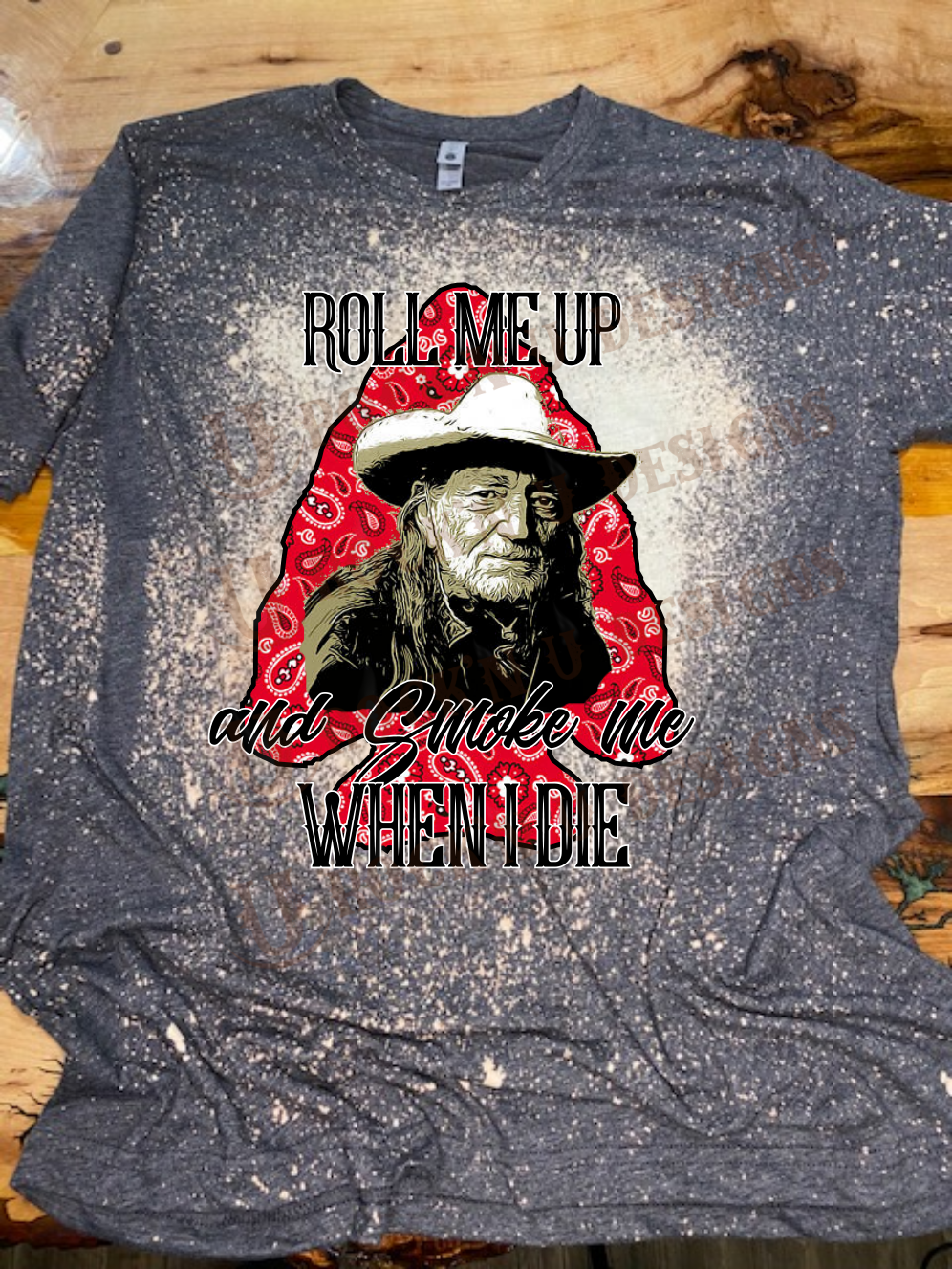 Roll me up Willie Nelson Custom Bleached Graphic T-shirt