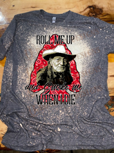 Load image into Gallery viewer, Roll me up Willie Nelson Custom Bleached Graphic T-shirt