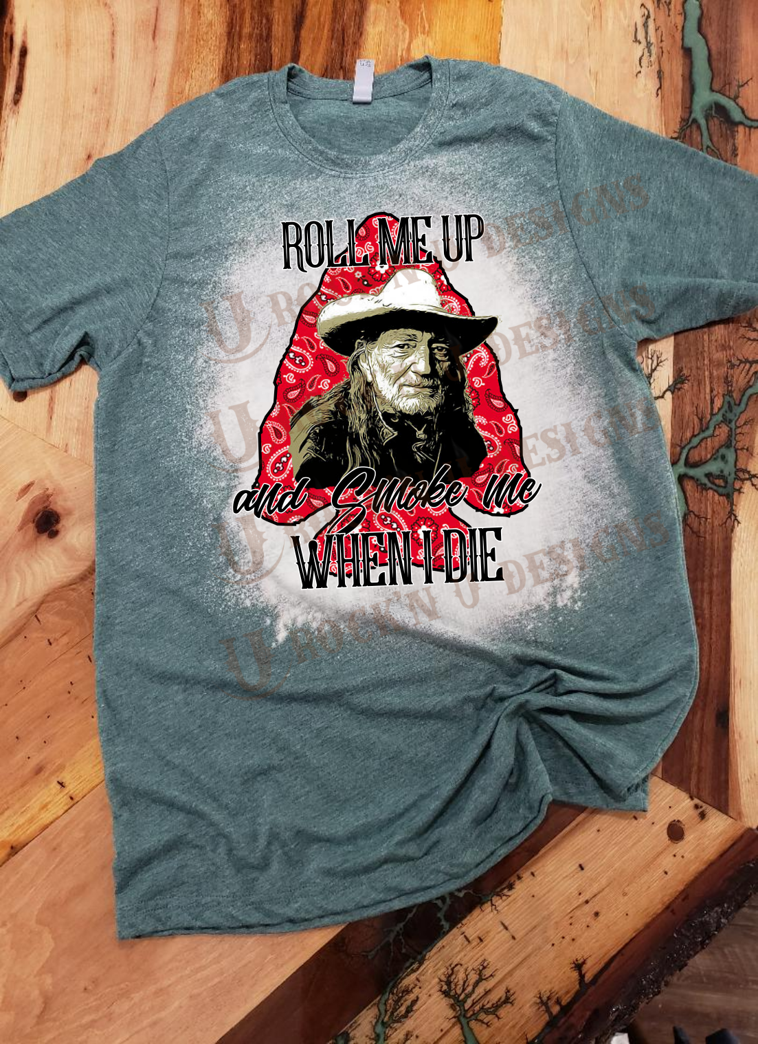 Roll me up Willie Nelson Custom Bleached Graphic T-shirt